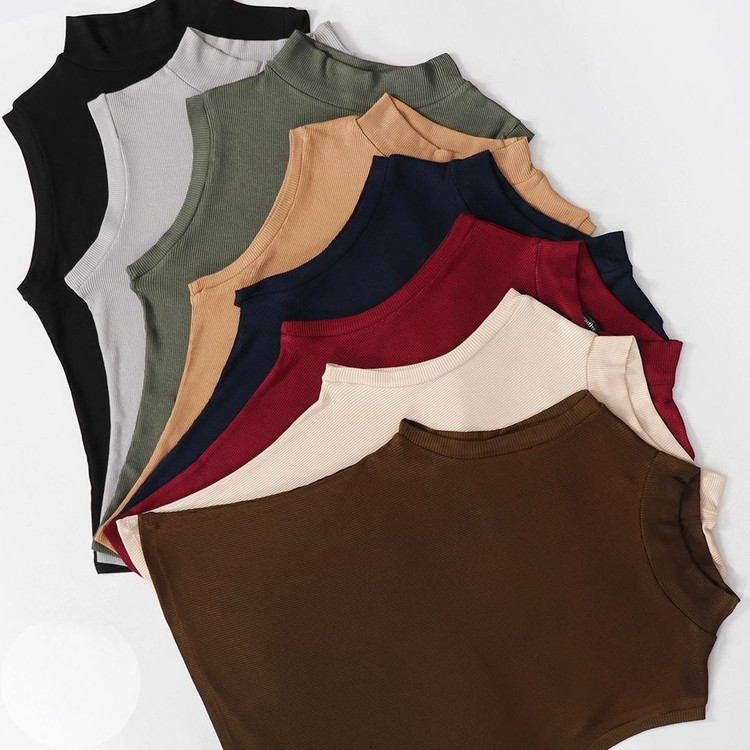 تاپ کبریتی یقه ایستاده برشکا زنانه