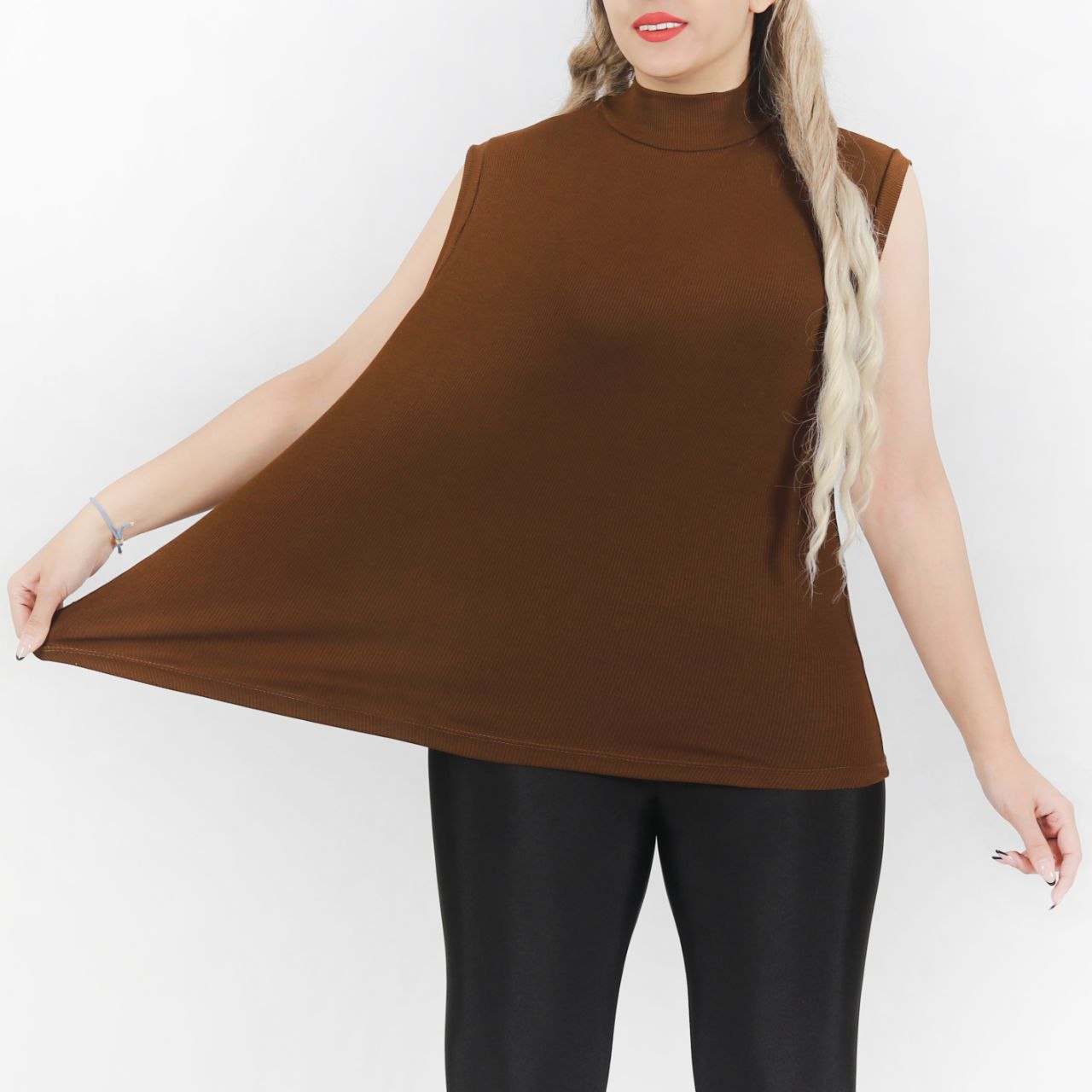 تاپ کبریتی یقه ایستاده برشکا زنانه