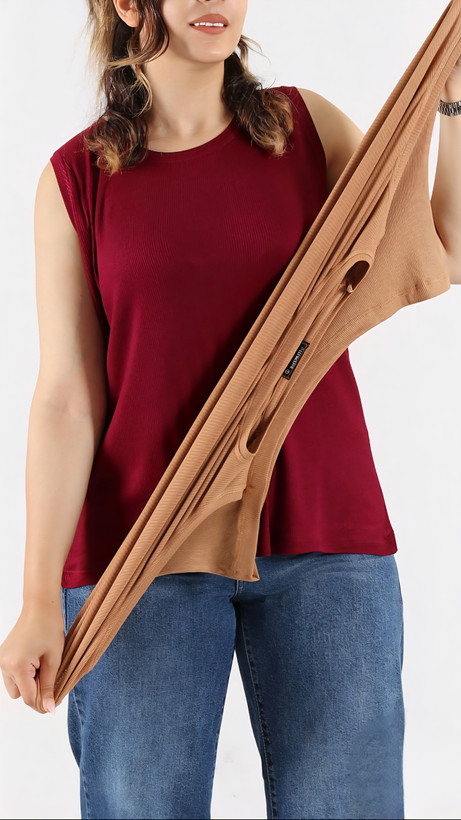تاپ رکابی یقه گرد کبریتی فولکش زنانه