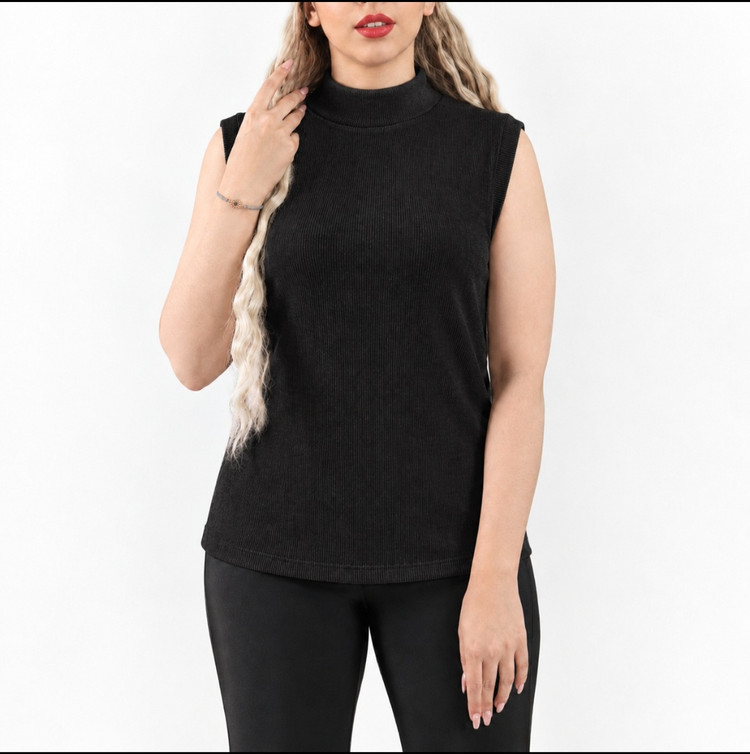 تاپ کبریتی یقه ایستاده برشکا زنانه